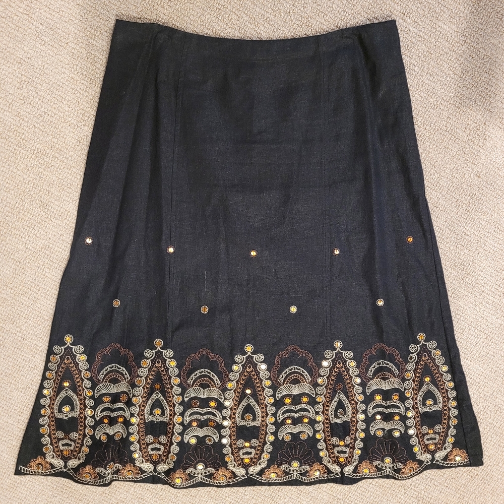 Requirements Black Embellished Pencil Midi Skirt